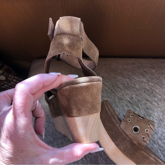 NWOT All Saints Yuki platform sandal in cognac caramel suede boho EU 41 or 10-11 - Picture 6 of 10